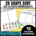 2D Shape Sorting Cut and Paste Worksheets