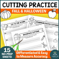 Fall Cutting Practice with Scissors-Cutting Straight Lines Worksheets for Kindergarten & Preschool