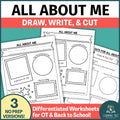 All About Me- Handwriting Worksheet for Back to School- First Week of School OT Activities