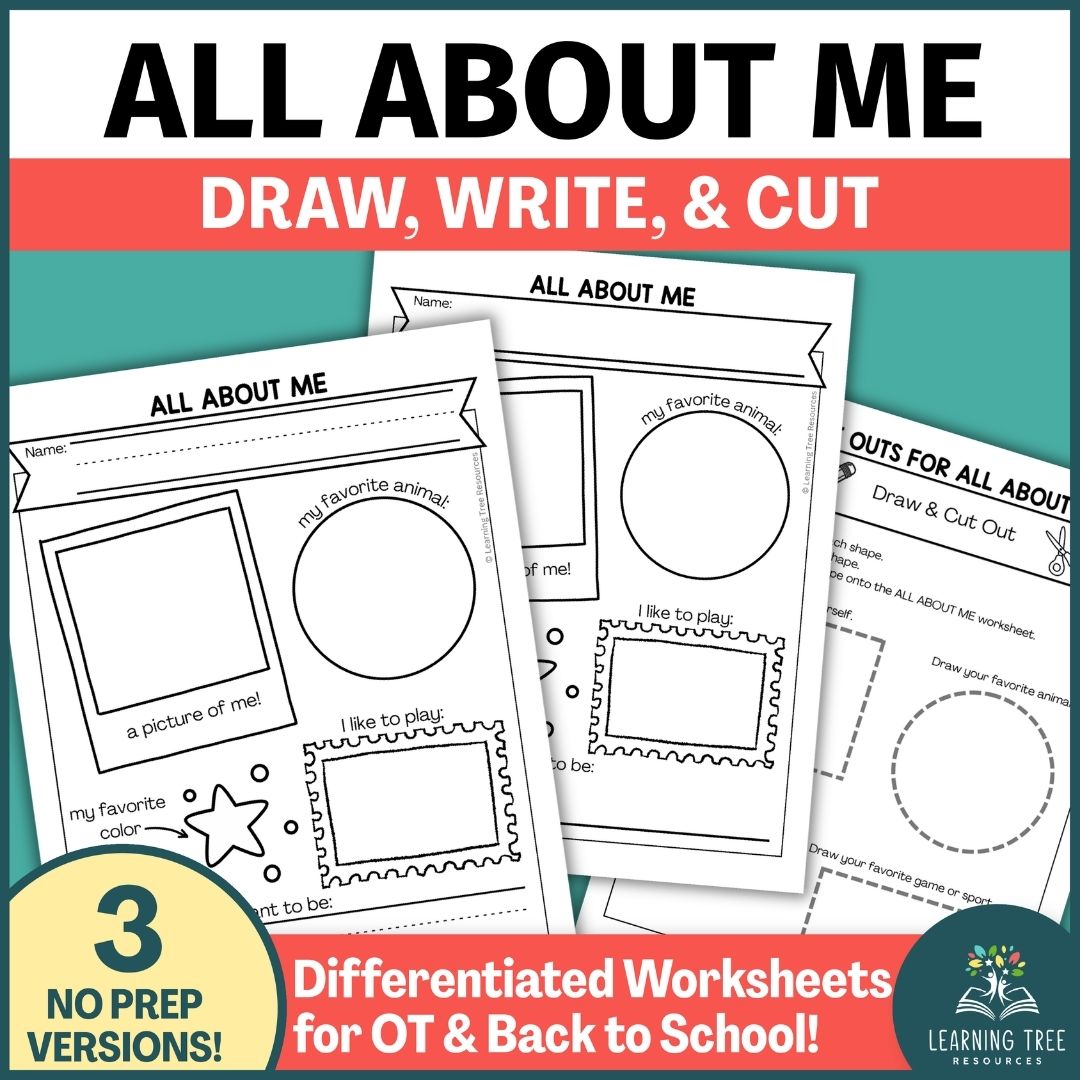 All About Me- Handwriting Worksheet for Back to School- First Week of School OT Activities