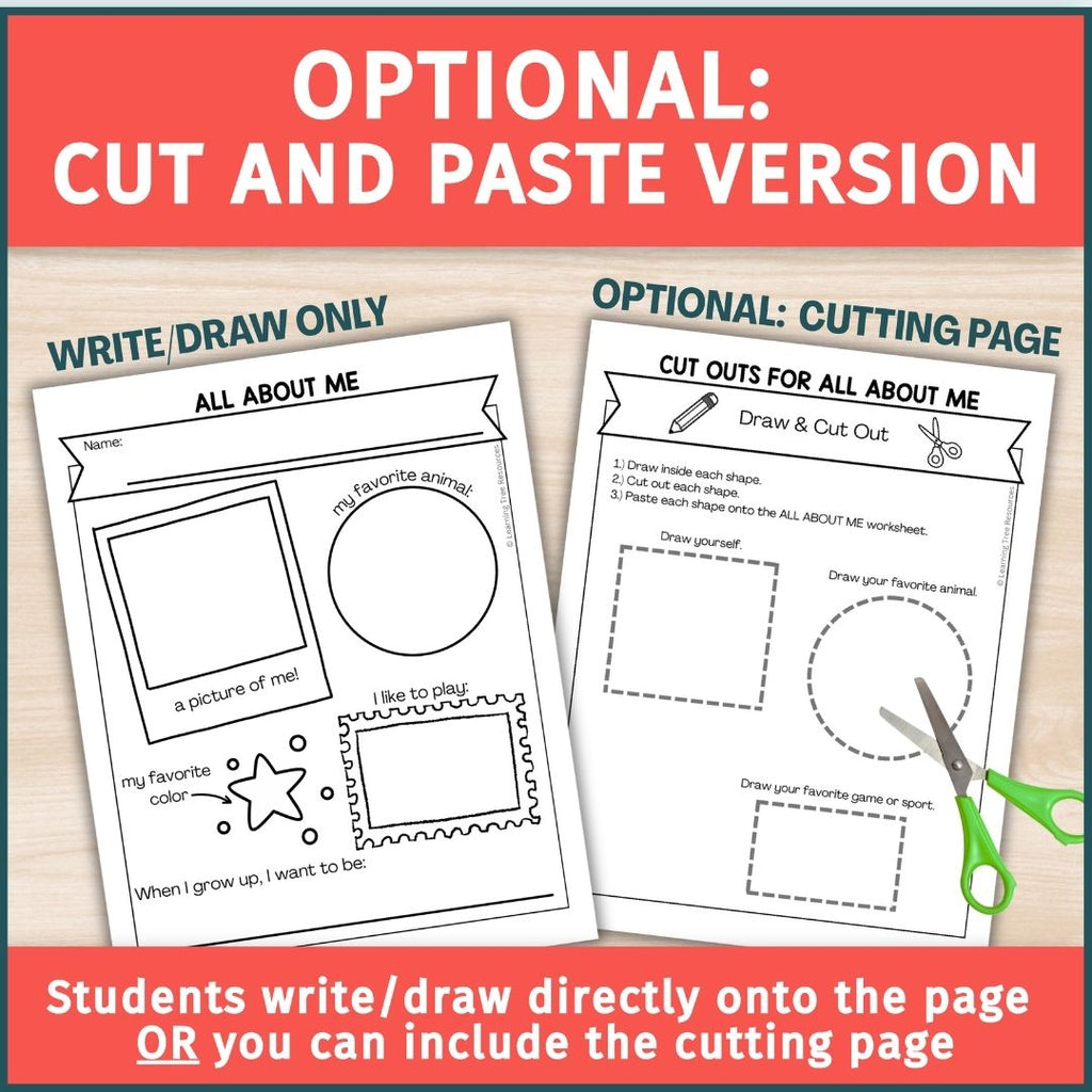 All About Me- Handwriting Worksheet for Back to School- First Week of School OT Activities