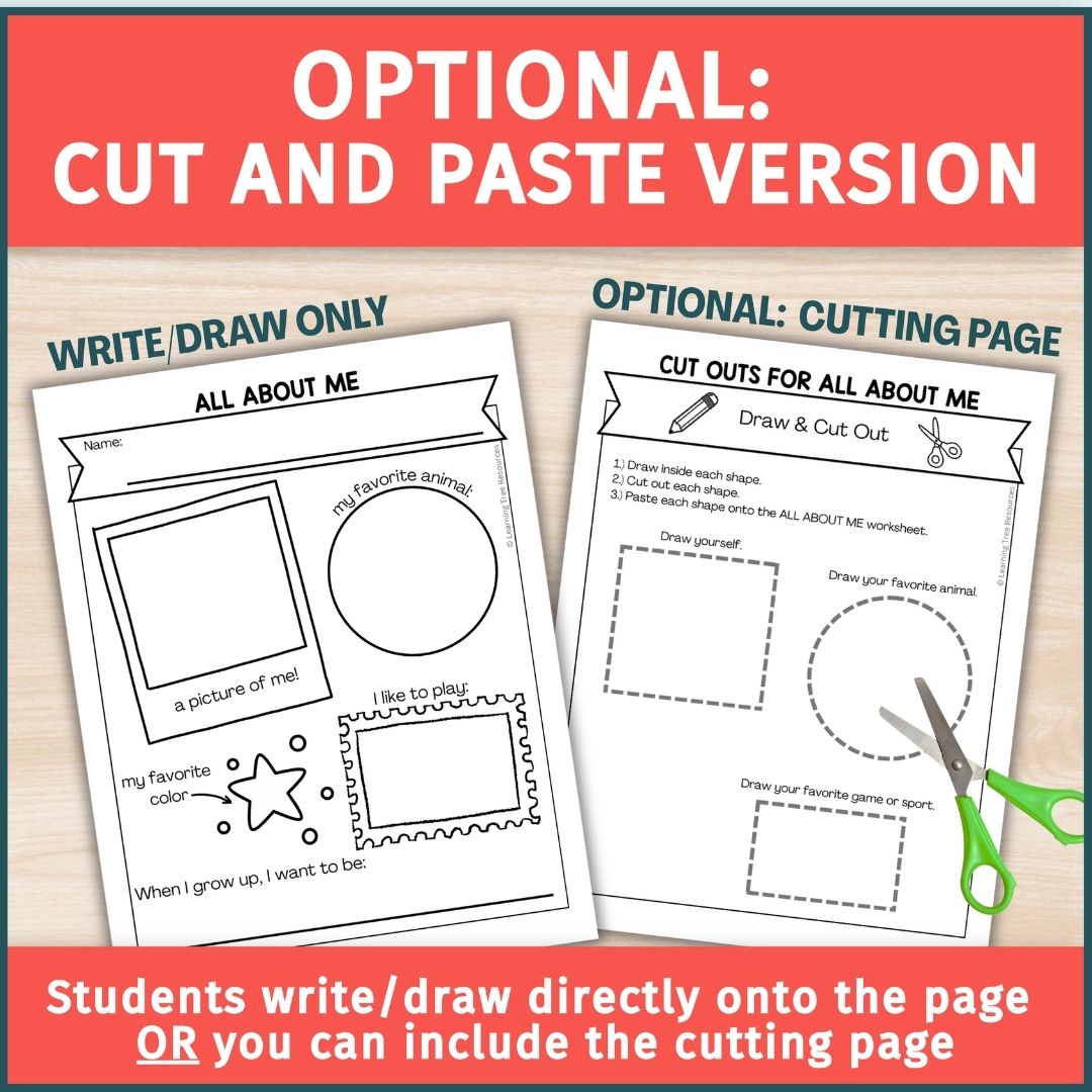 All About Me- Handwriting Worksheet for Back to School- First Week of School OT Activities