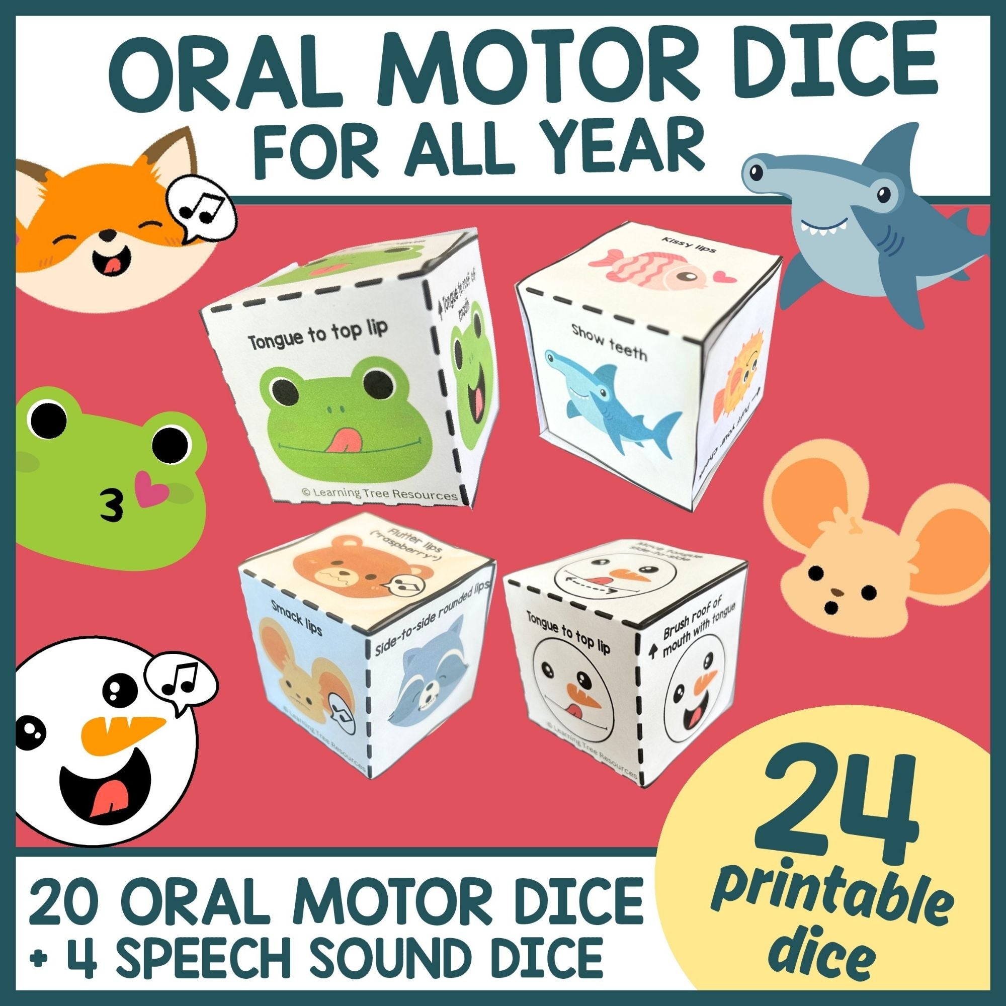 Oral Motor Dice Game BUNDLE- Spring, Summer, Fall, & Winter Oral Motor Games