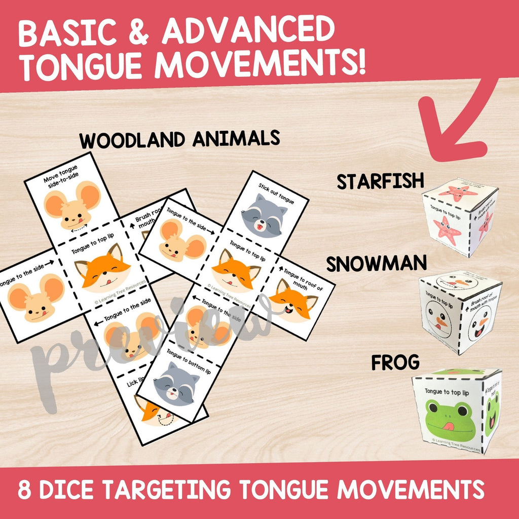 Oral Motor Dice Game BUNDLE- Spring, Summer, Fall, & Winter Oral Motor Games