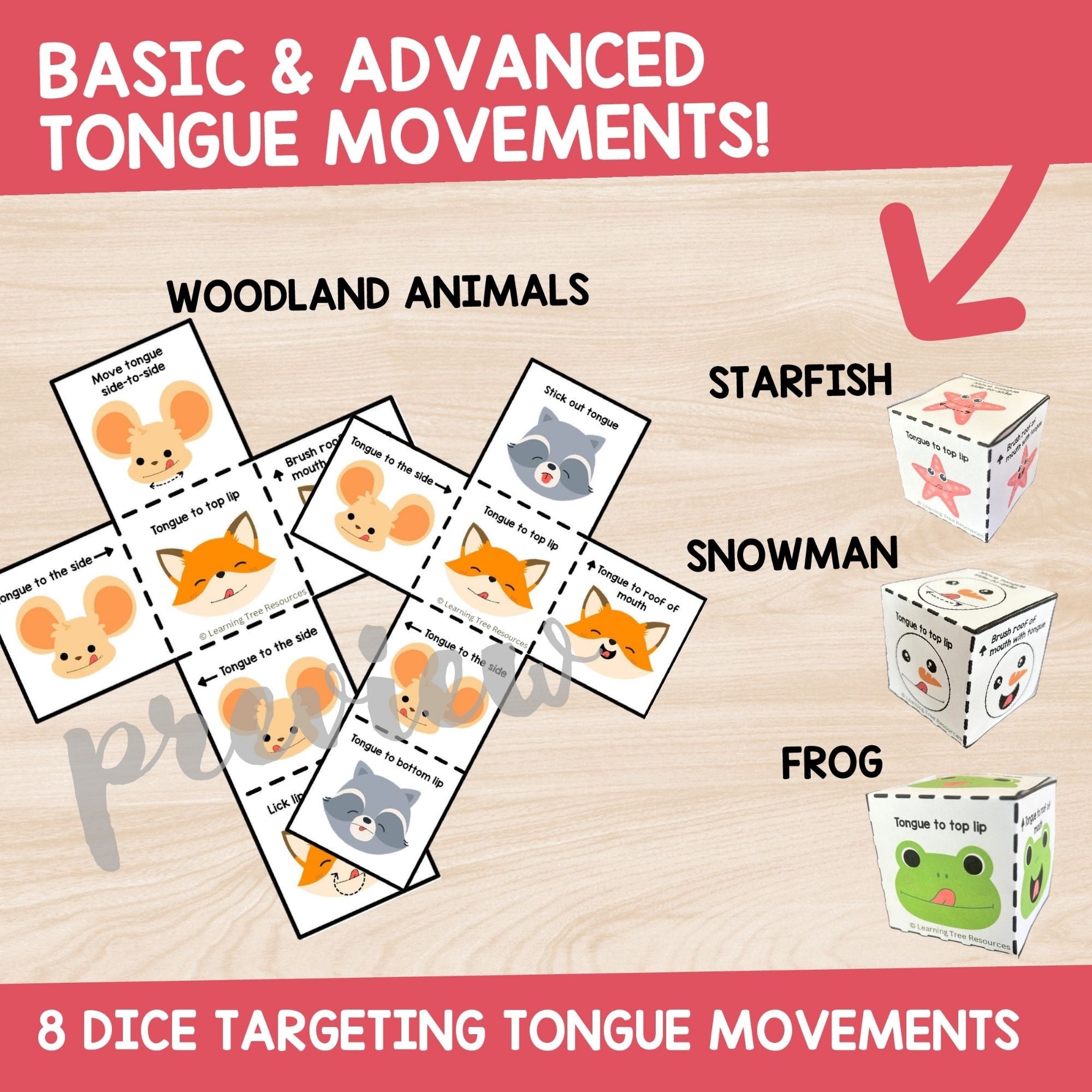 Oral Motor Dice Game BUNDLE- Spring, Summer, Fall, & Winter Oral Motor Games
