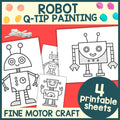 Robot Q-Tip Painting- Robot Fine Motor Craft- Dot Art