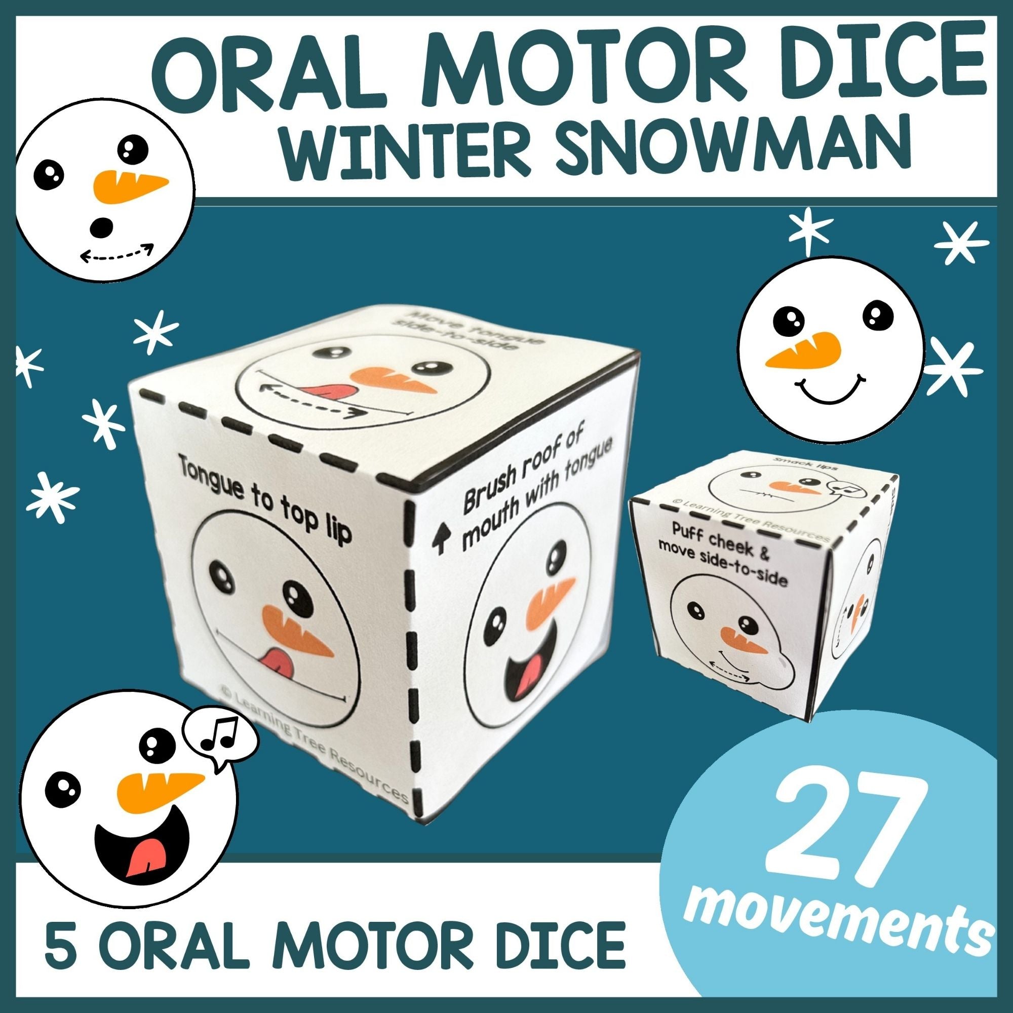 Snowman Oral Motor Dice Game for Winter Speech Therapy & Feeding Therapy