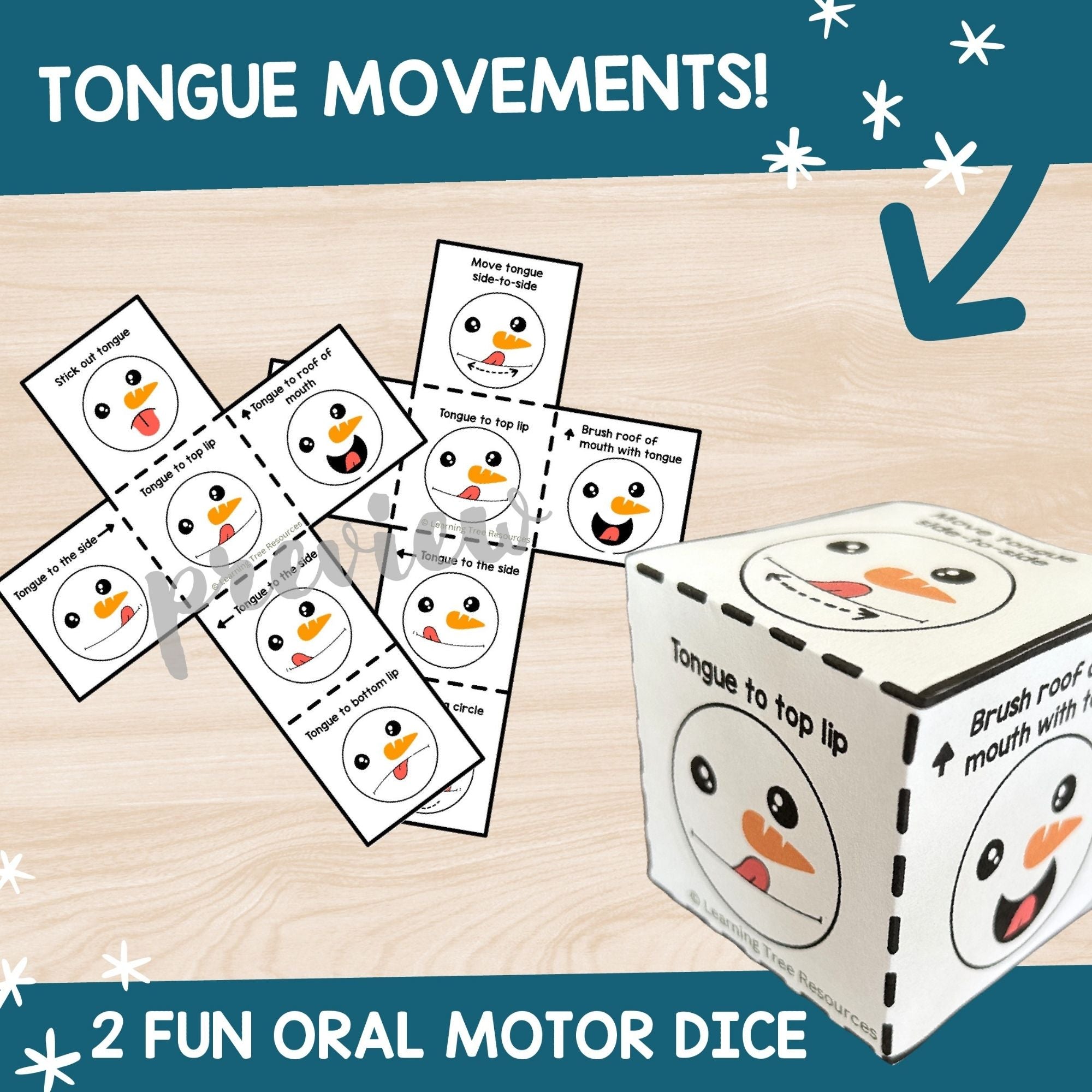 Snowman Oral Motor Dice Game for Winter Speech Therapy & Feeding Therapy