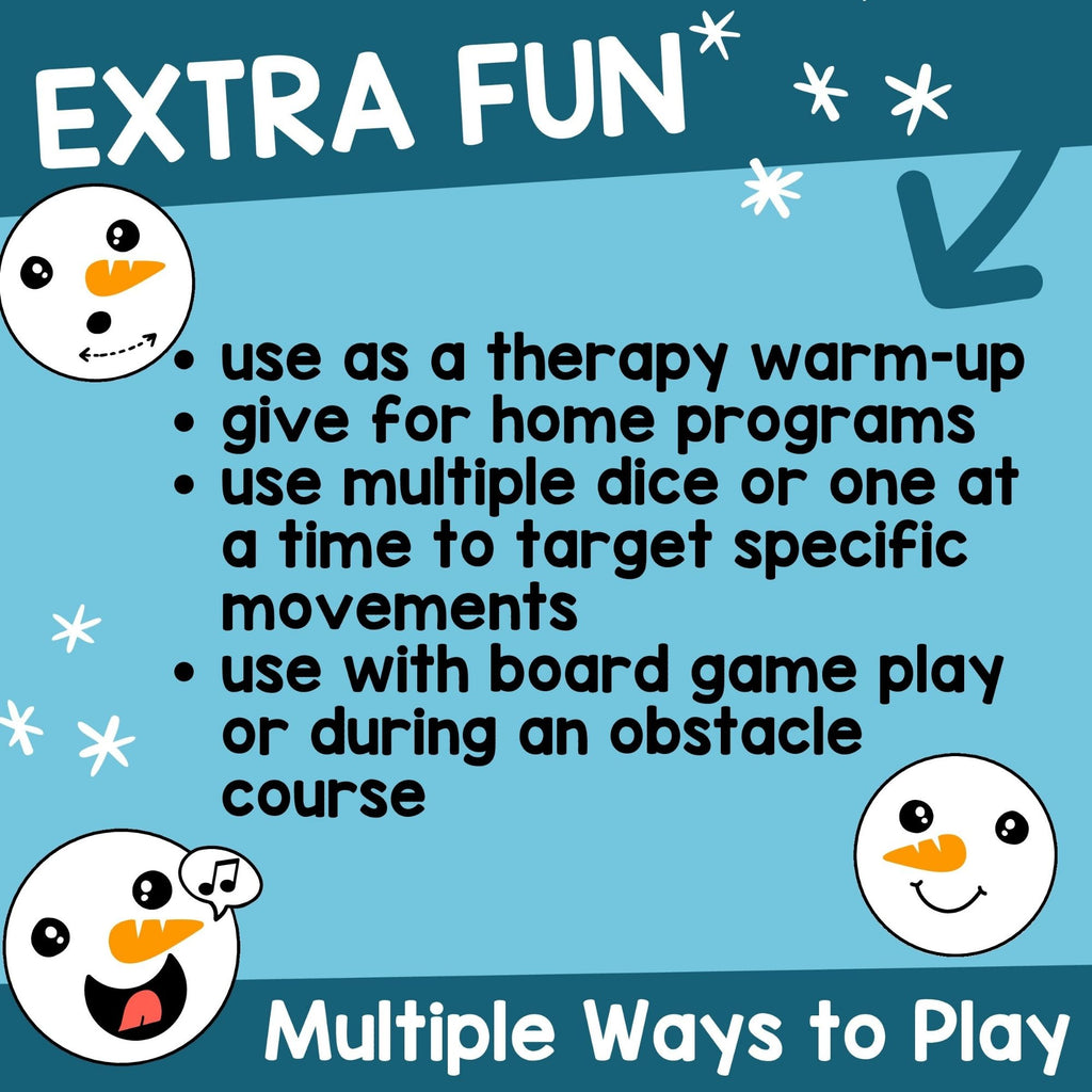 Snowman Oral Motor Dice Game for Winter Speech Therapy & Feeding Therapy