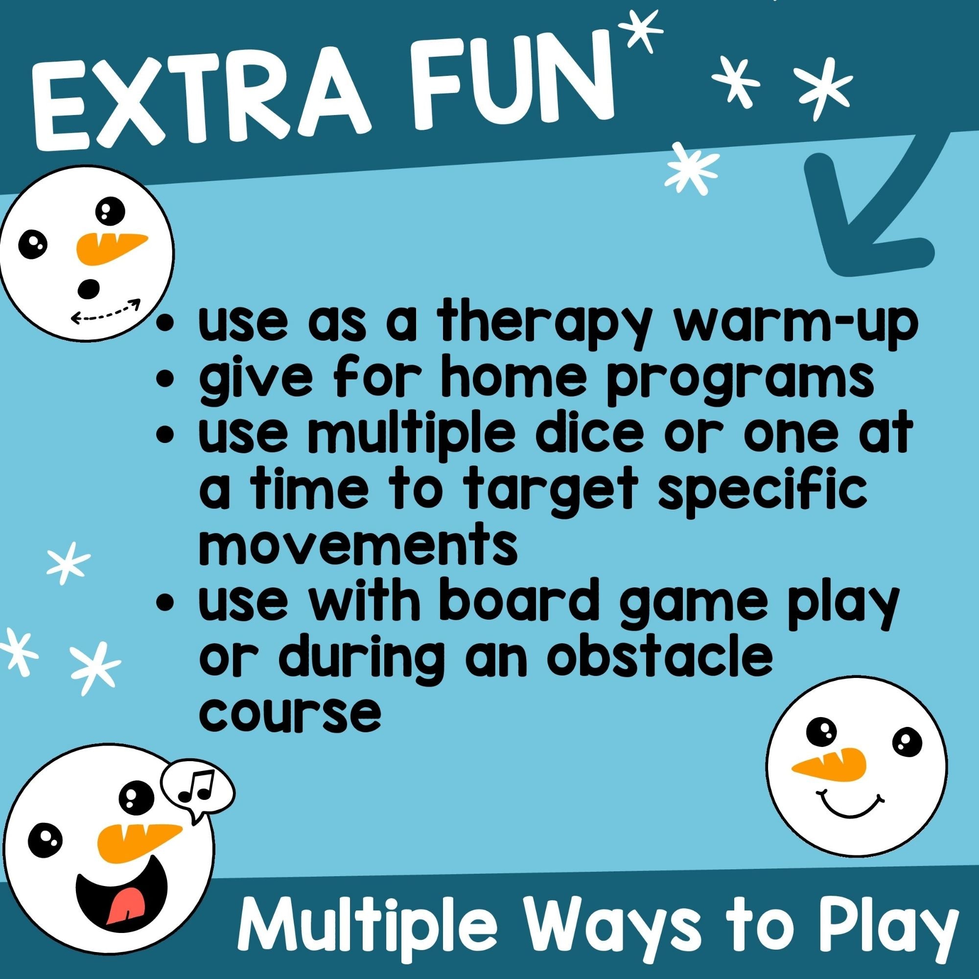 Snowman Oral Motor Dice Game for Winter Speech Therapy & Feeding Therapy