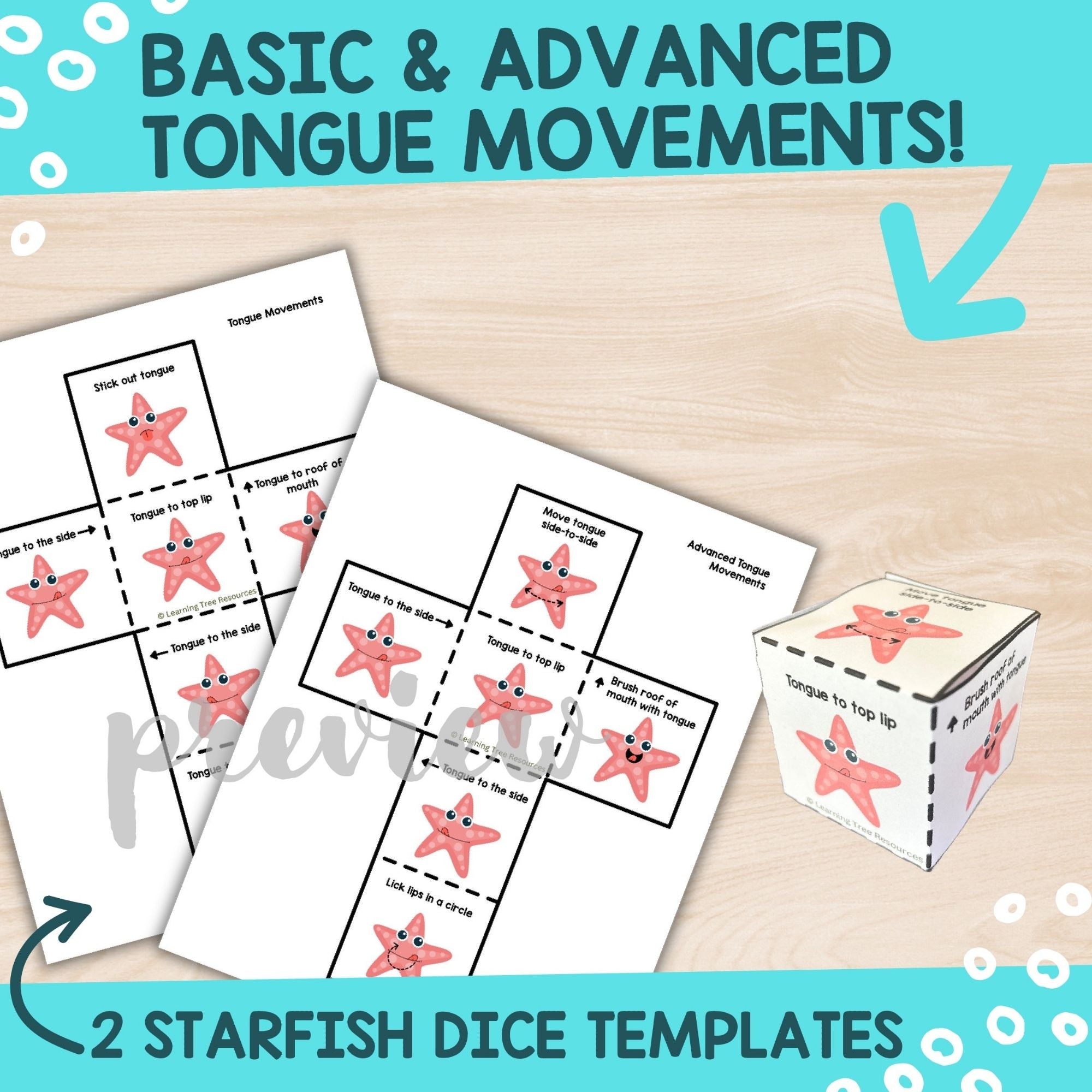 Ocean Oral Motor Game- Oral Motor Dice for Summer Feeding Therapy & Speech Therapy