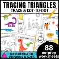 Tracing and Drawing Triangles Worksheets- 2D Basic Shape Tracing & Prewriting