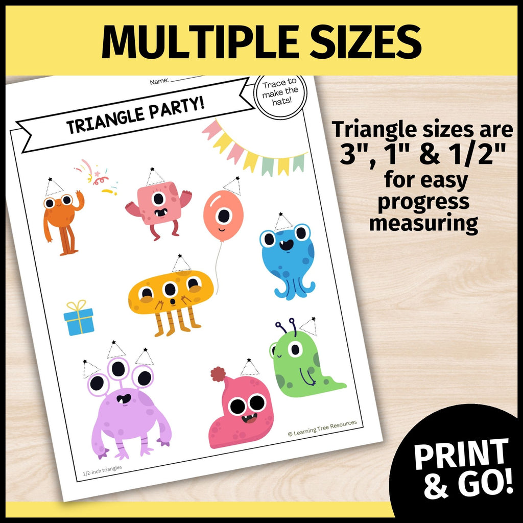 Tracing and Drawing Triangles Worksheets- 2D Basic Shape Tracing & Prewriting