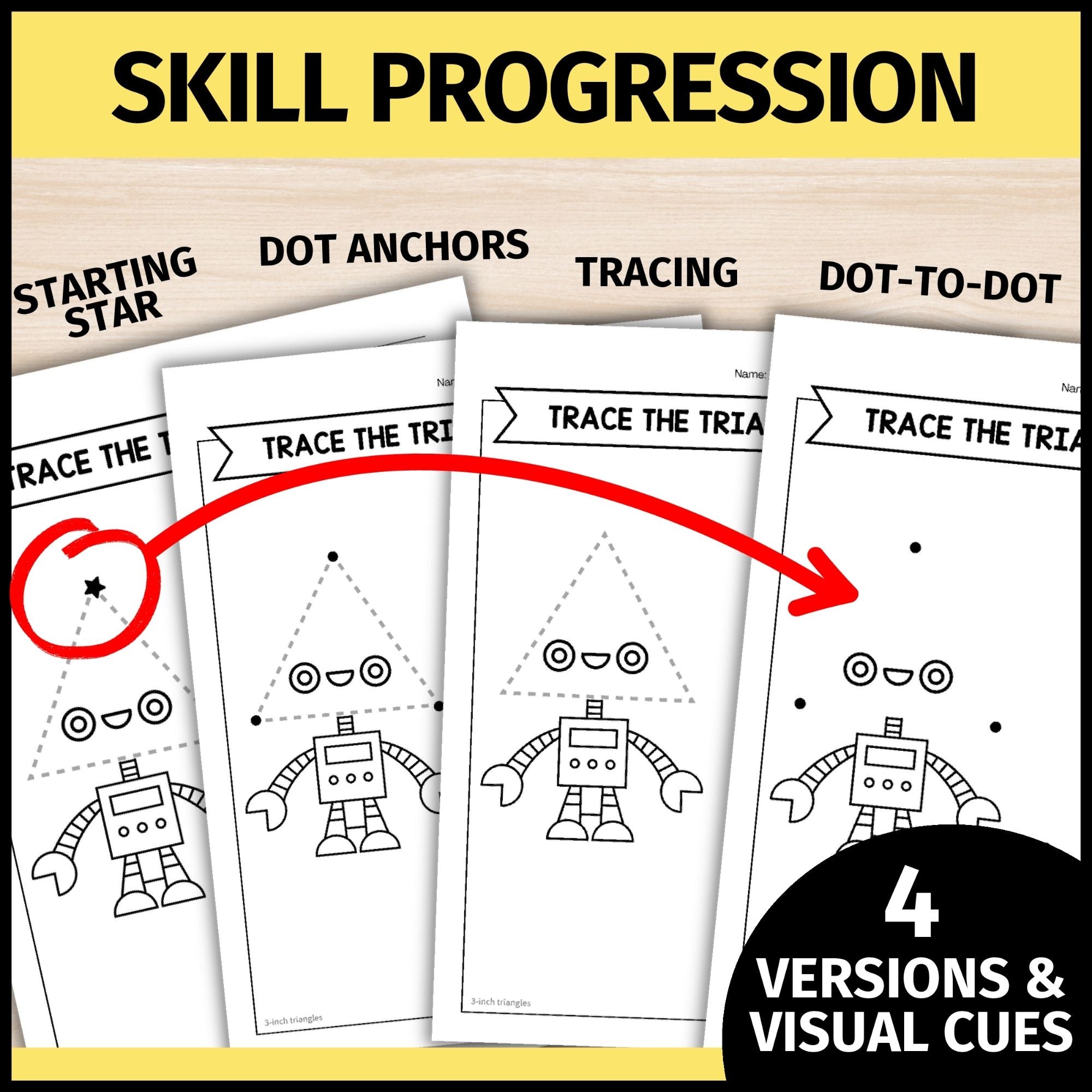 Tracing and Drawing Triangles Worksheets- 2D Basic Shape Tracing & Prewriting