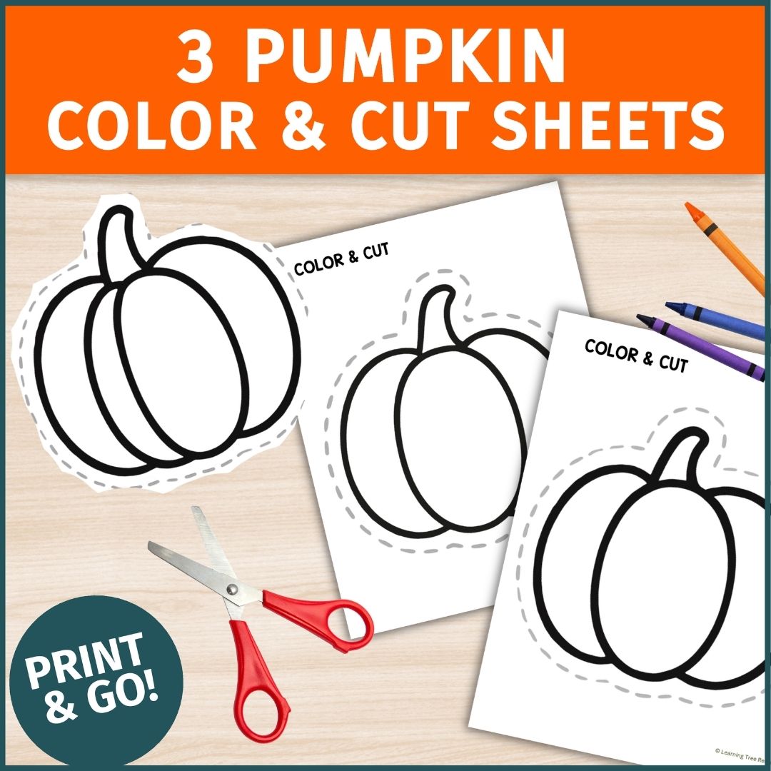 Fall Leaf & Pumpkin Cut Out, Cutting Practice- Apple, Sunflower & Acorn Template