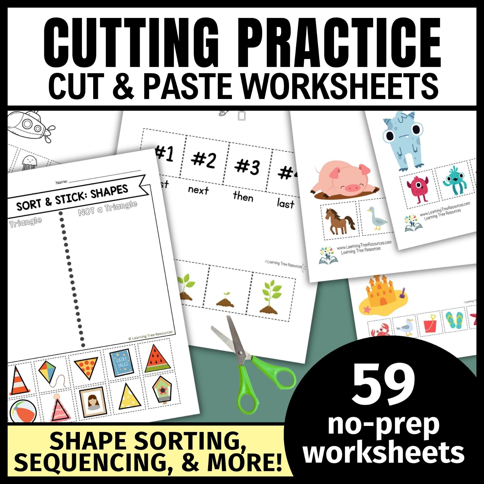 Cutting Practice Worksheets Bundle- Cut & Paste Worksheet BUNDLE