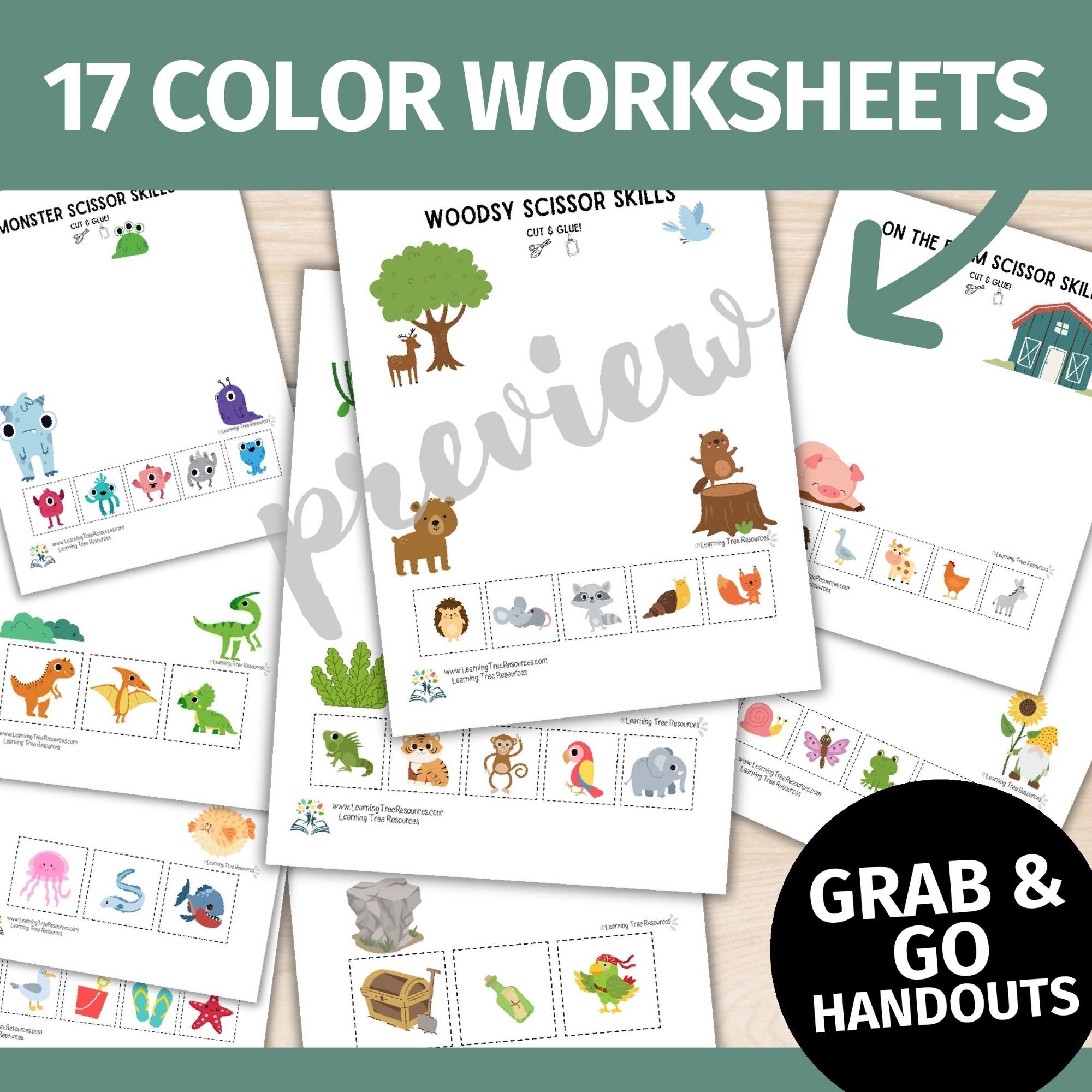Errorless Cutting Practice Worksheets- Squares Cut and Paste Printables