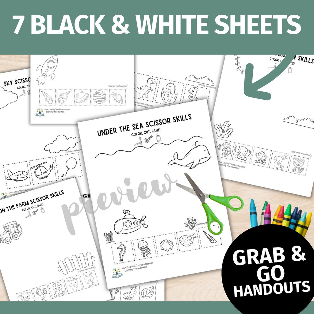 Errorless Cutting Practice Worksheets- Squares Cut and Paste Printables