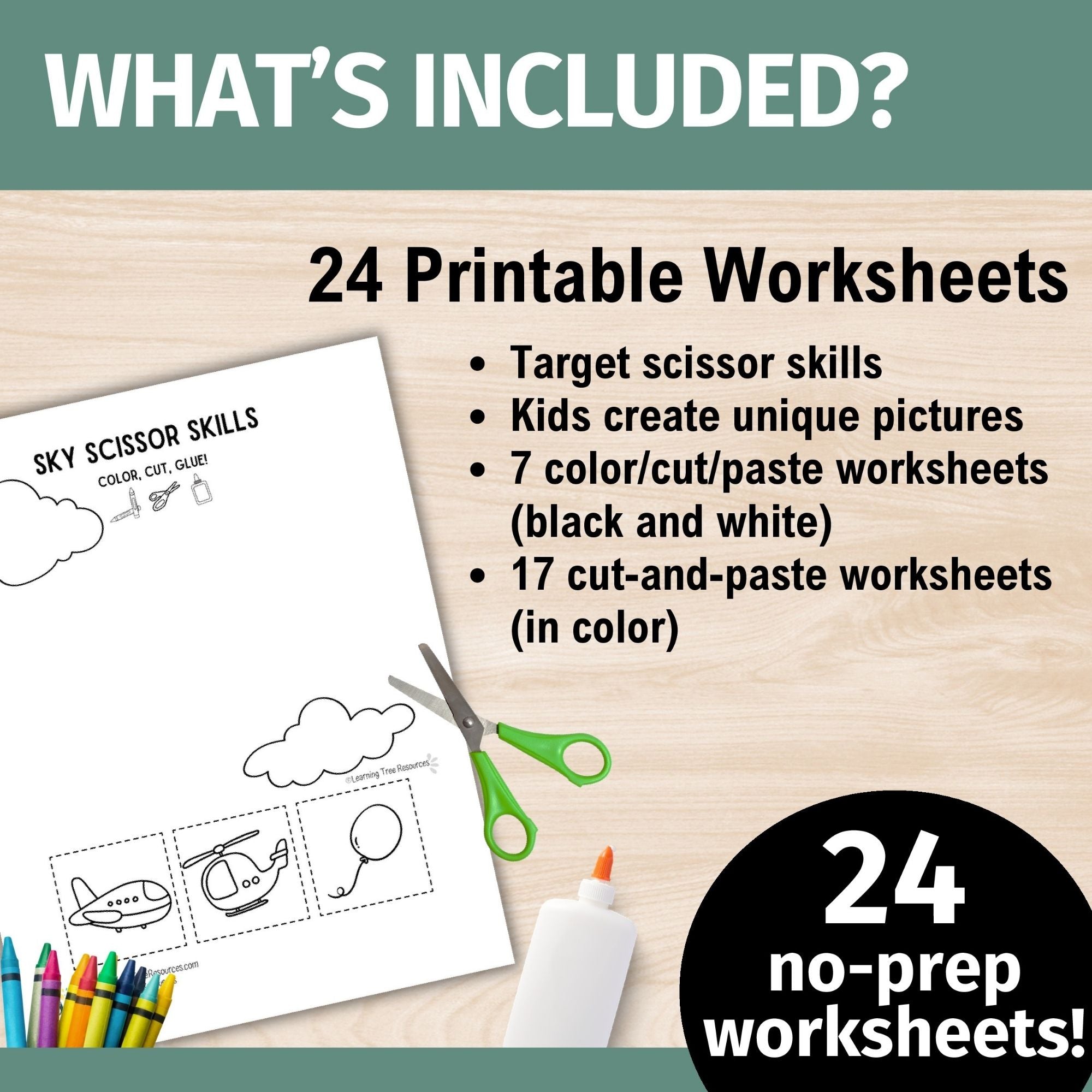 Errorless Cutting Practice Worksheets- Squares Cut and Paste Printables