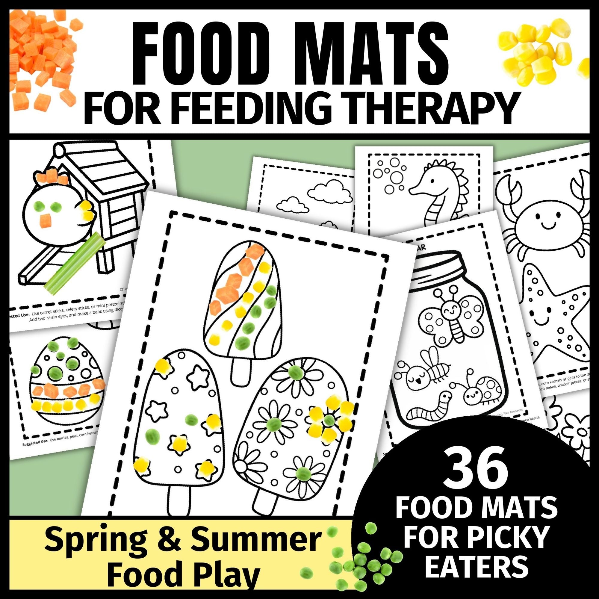 Food Mats for Feeding Therapy- Spring and Summer Snack Mats for Picky Eaters