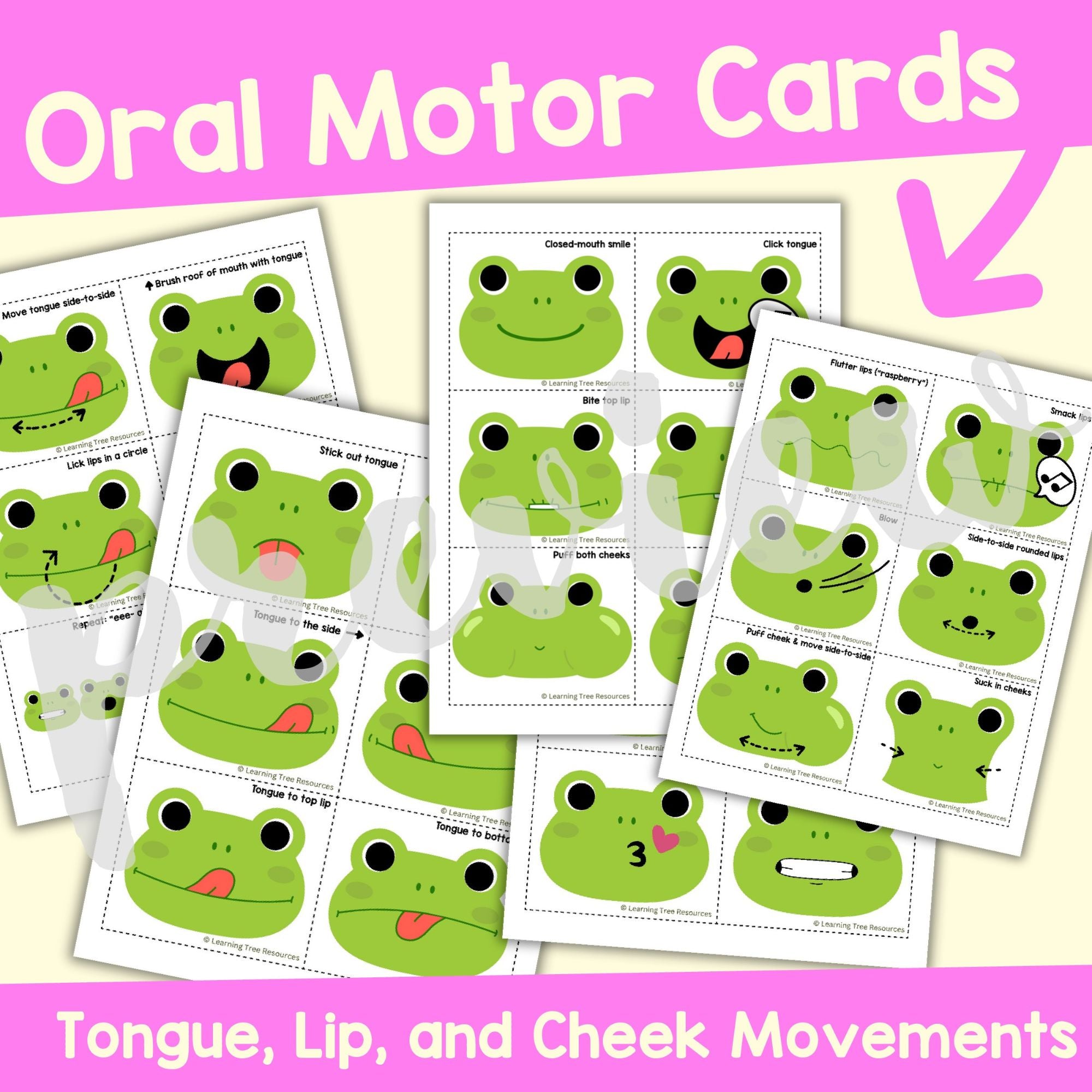 Oral Motor Exercises, Flash Cards & Oral Motor Game- Frog's Mouth Movers