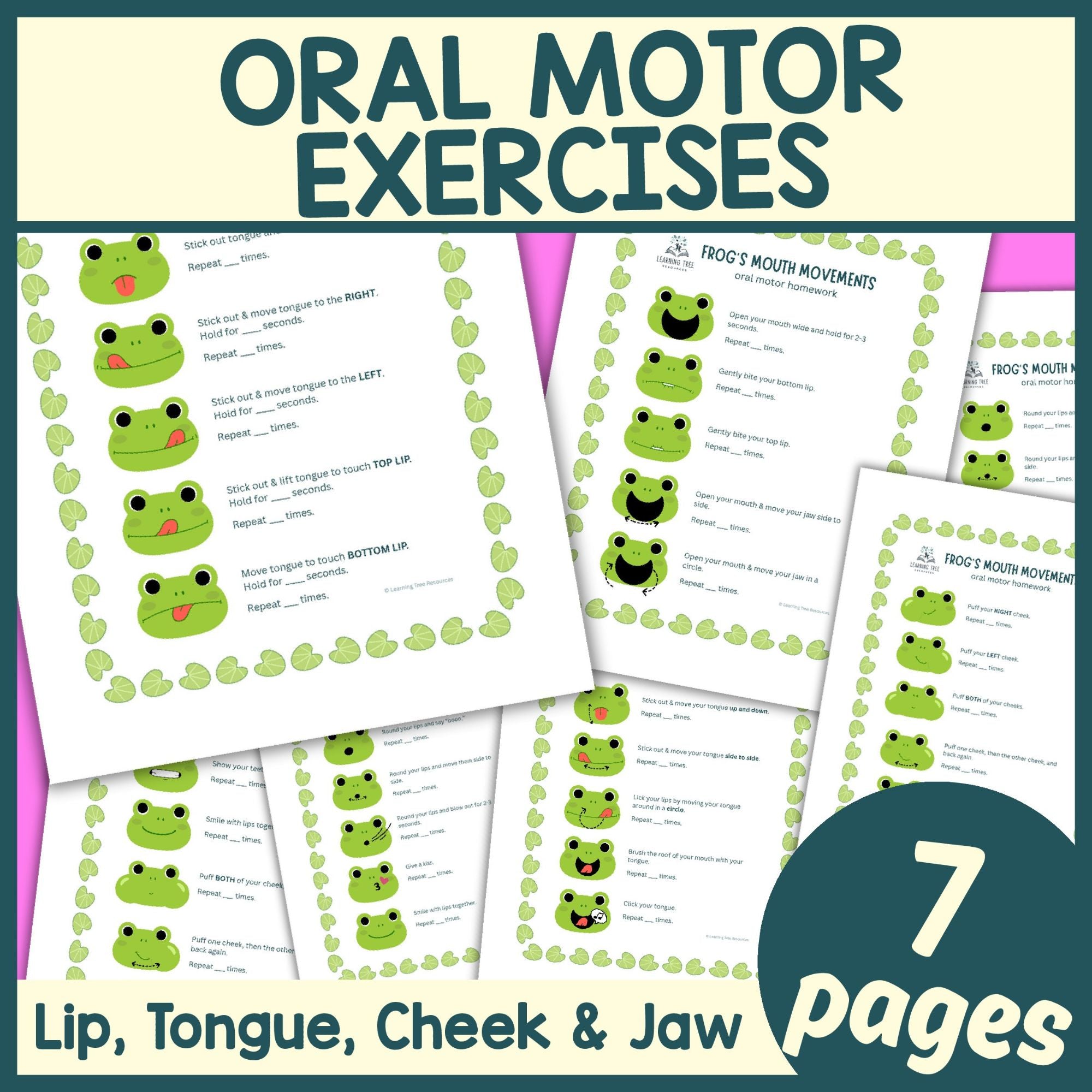 Frog Oral Motor Exercises Home Program- Frog Oral Motor/Movements Homework Sheets