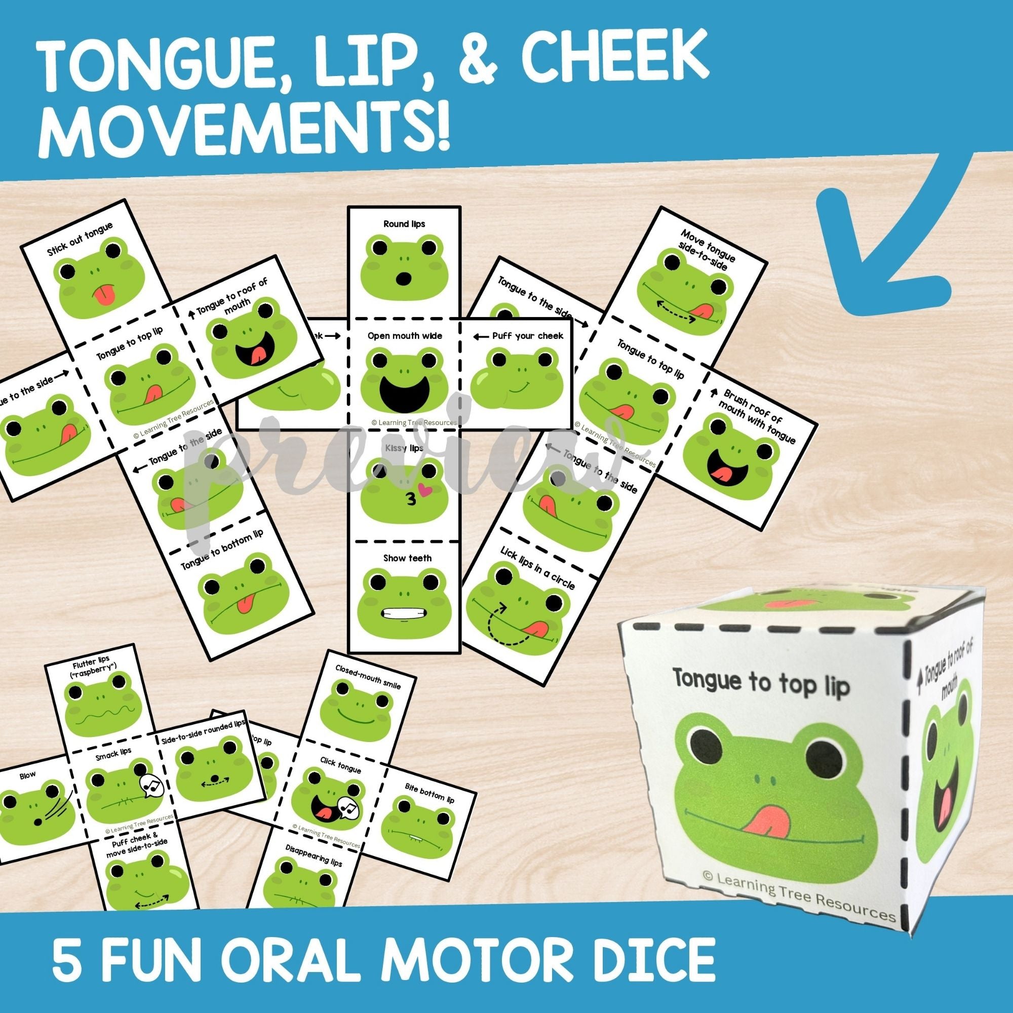 Frog Oral Motor Dice Game for Feeding Therapy & Speech Therapy