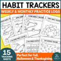 Habit Tracker, Goal Tracker Sheets & Practice Logs for Fall- Autumn Home Program Logs
