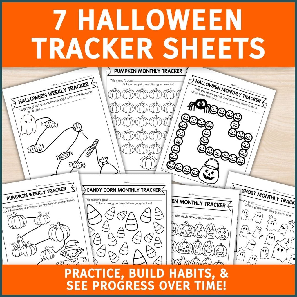 Habit Tracker, Goal Tracker Sheets & Practice Logs for Fall- Autumn Home Program Logs