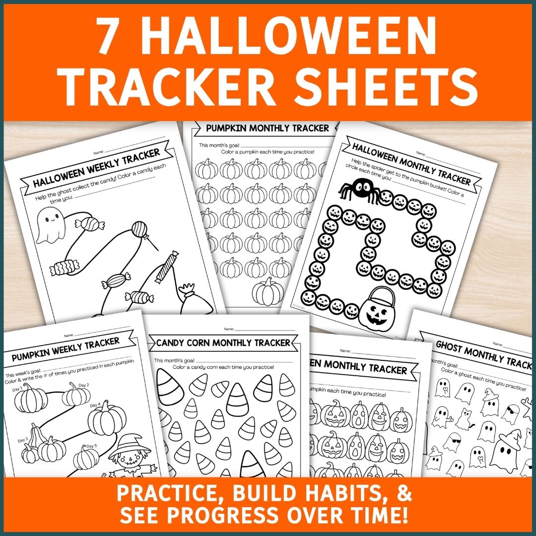 Habit Tracker, Goal Tracker Sheets & Practice Logs for Fall- Autumn Home Program Logs
