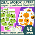 Frog & Pumpkin Oral Motor Games, Oral Motor Flash Cards, & Homework Sheets BUNDLE