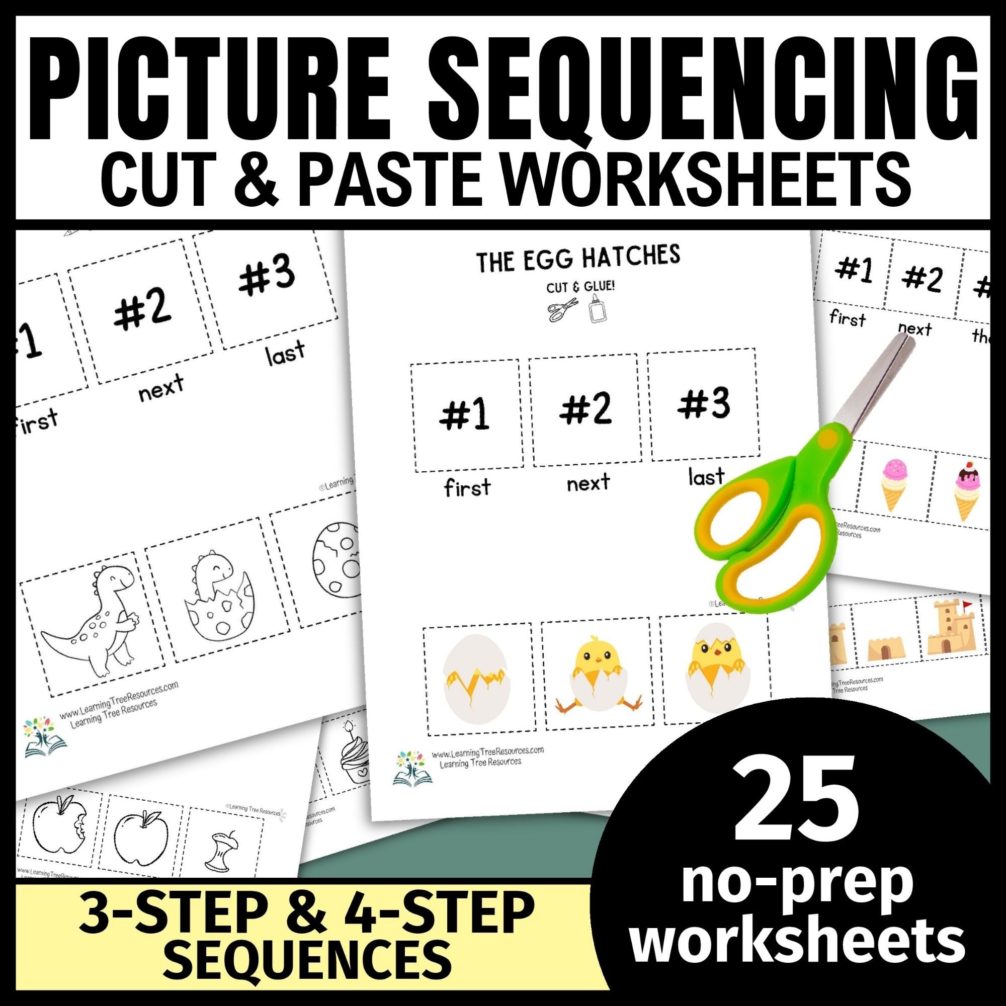 Picture Sequence Worksheets-  3-Step Sequencing & 4-step Sequencing