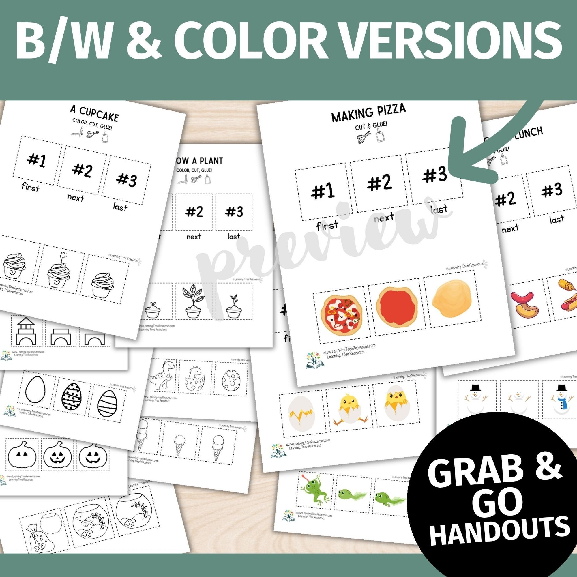 Picture Sequence Worksheets-  3-Step Sequencing & 4-step Sequencing