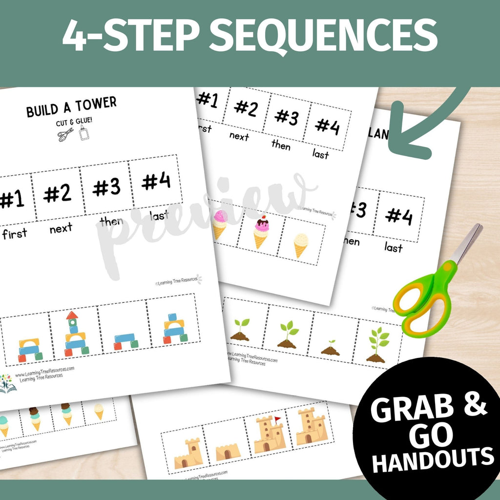 Picture Sequence Worksheets-  3-Step Sequencing & 4-step Sequencing