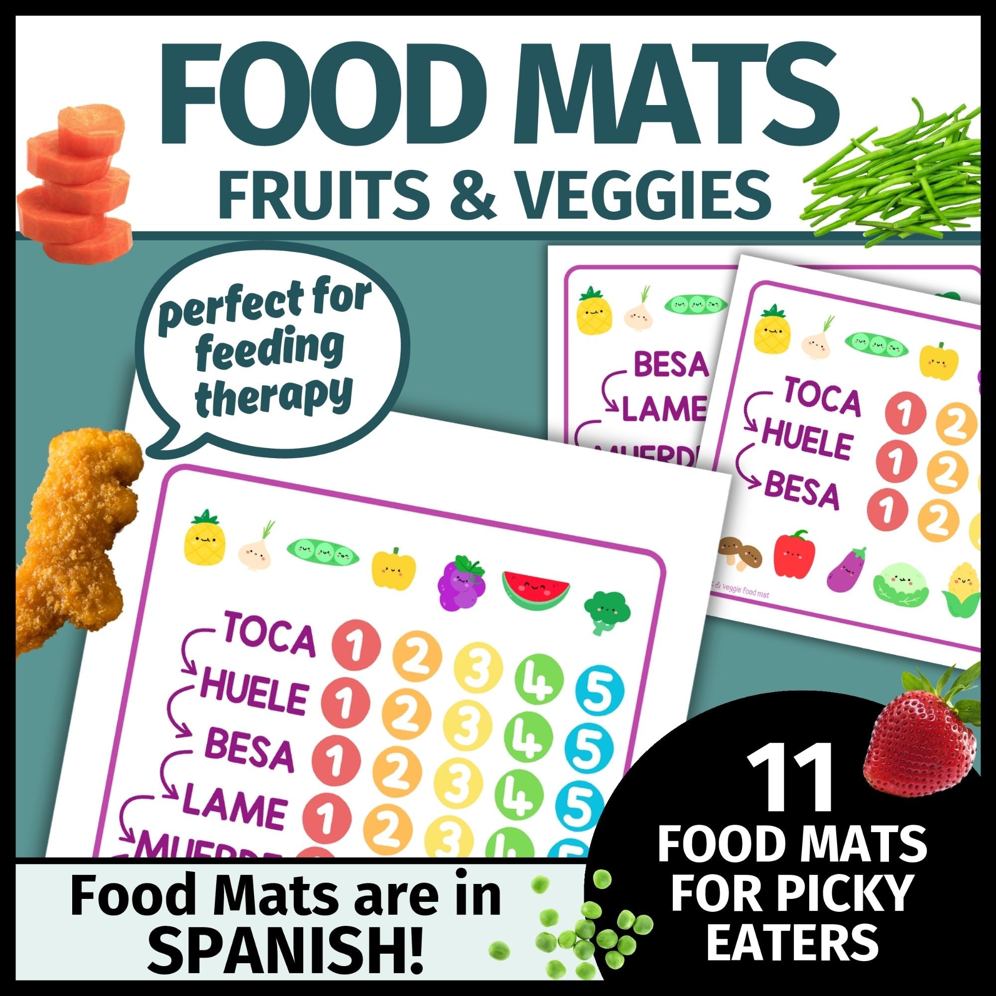 *SPANISH* Food Mats- Feeding Therapy Mats for Picky Eaters & Food Exploration