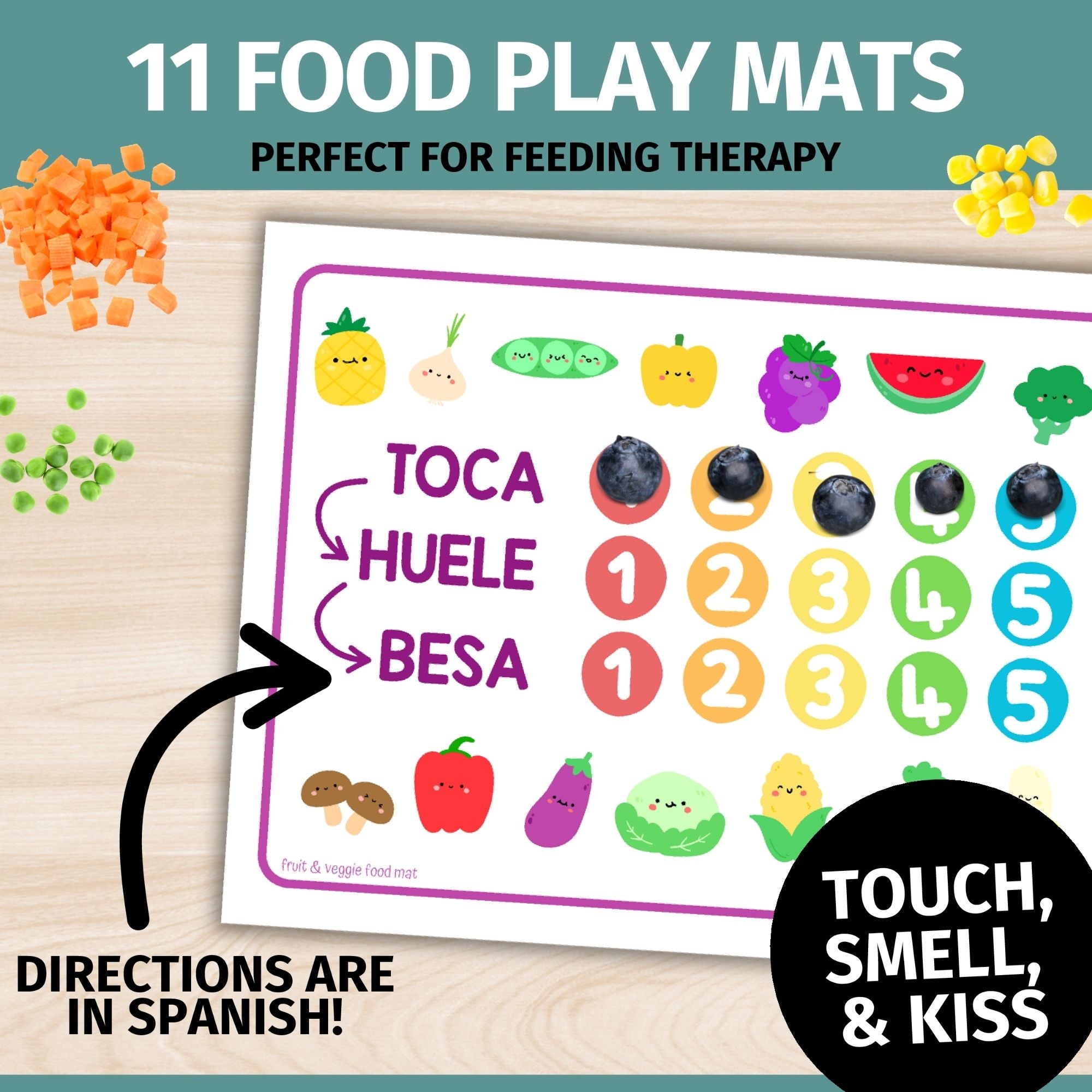 *SPANISH* Food Mats- Feeding Therapy Mats for Picky Eaters & Food Exploration