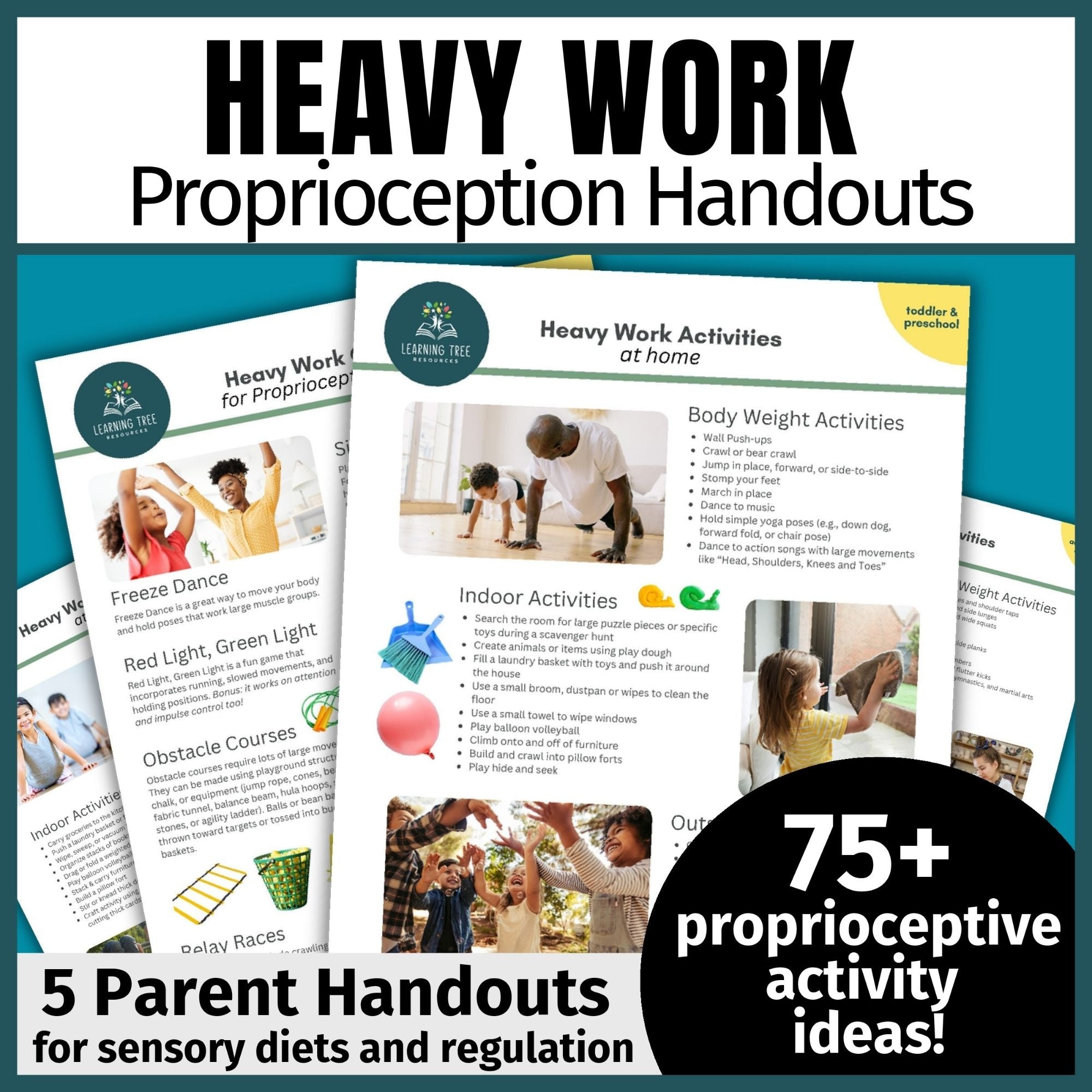 Proprioception, Heavy Work for Sensory Diet, & Proprioceptive Activity Handouts