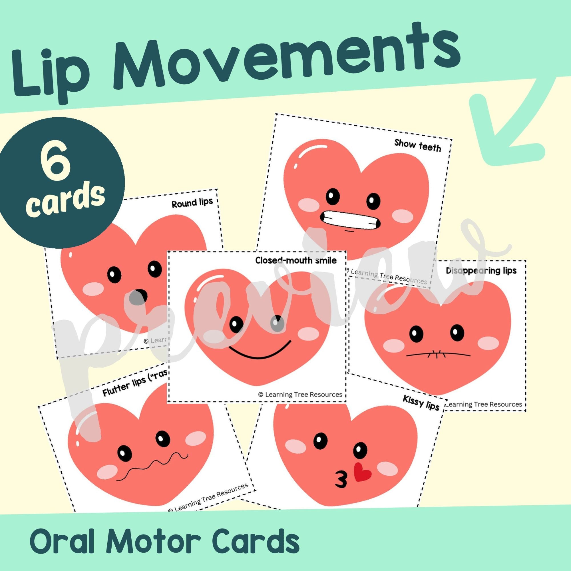 Heart Oral Motor Exercises Game & Speech Therapy Oral Motor Cards for Valentine's Day
