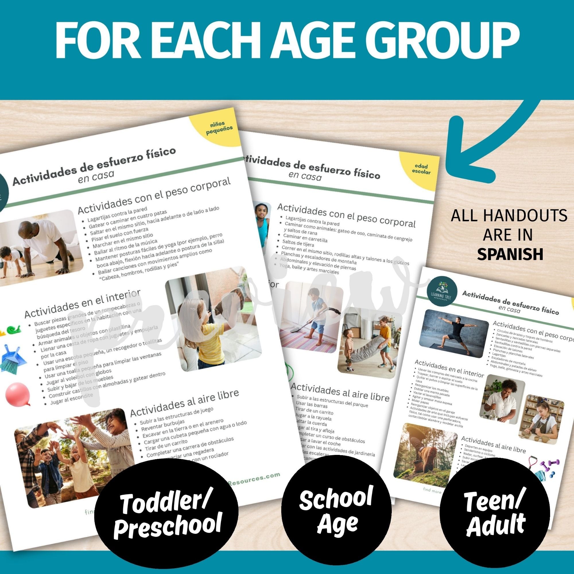 *SPANISH* Proprioception, Heavy Work, & Proprioceptive Sensory Activity Handouts
