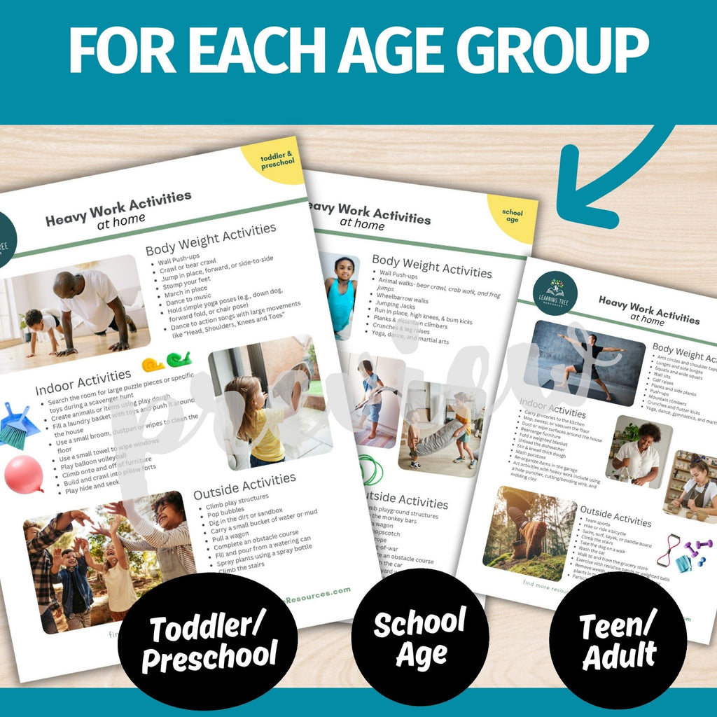 Proprioception, Heavy Work & Sensory Diet Activity Handouts in Spanish & English BUNDLE