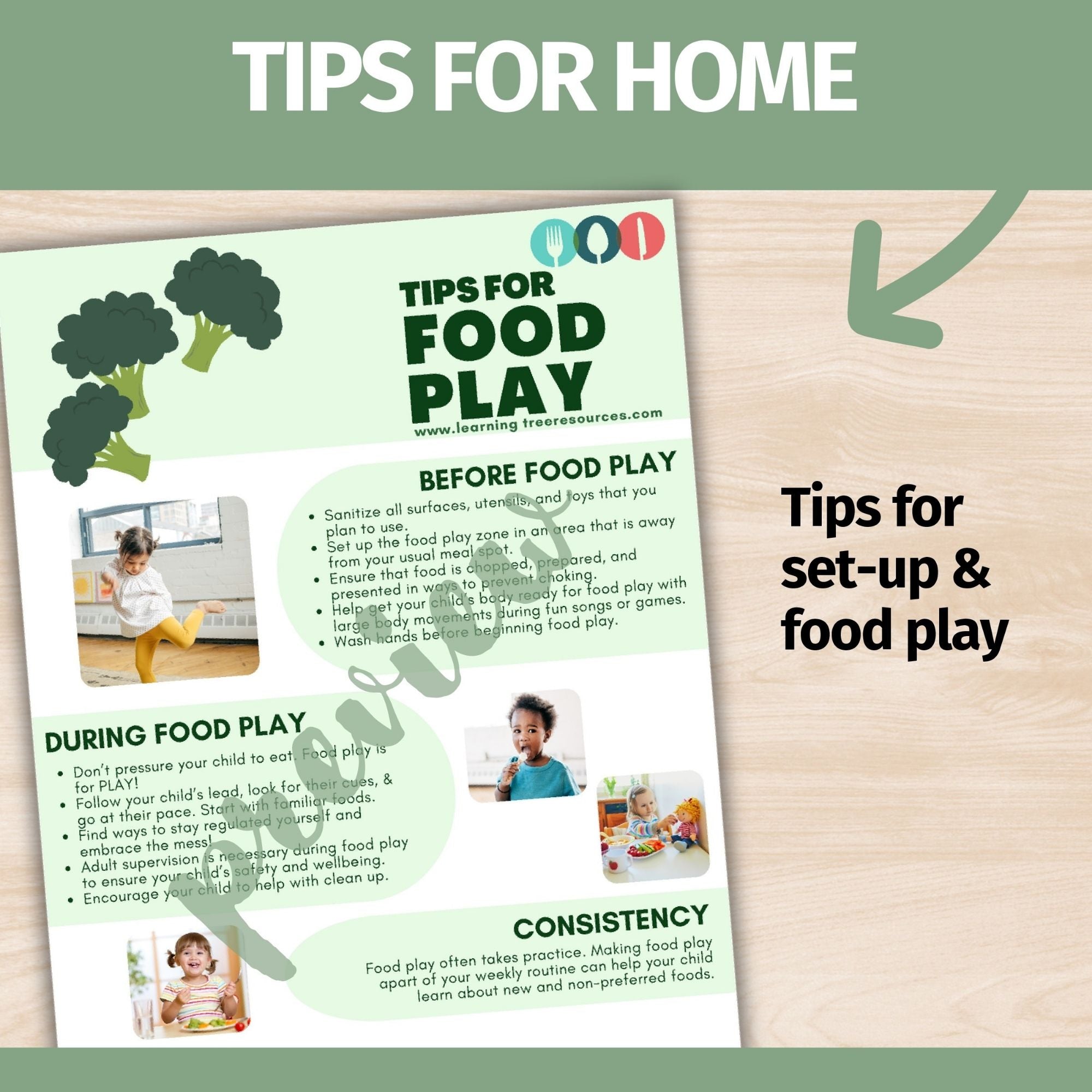Food Play Handouts for Picky Eaters and Feeding Therapy