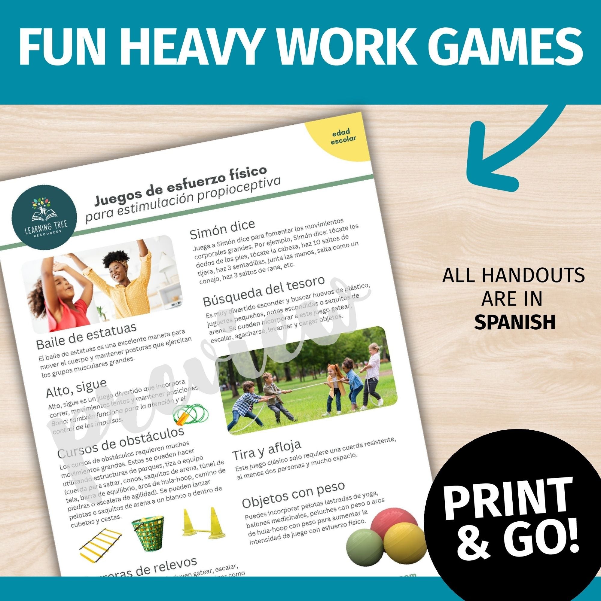 *SPANISH* Proprioception, Heavy Work, & Proprioceptive Sensory Activity Handouts