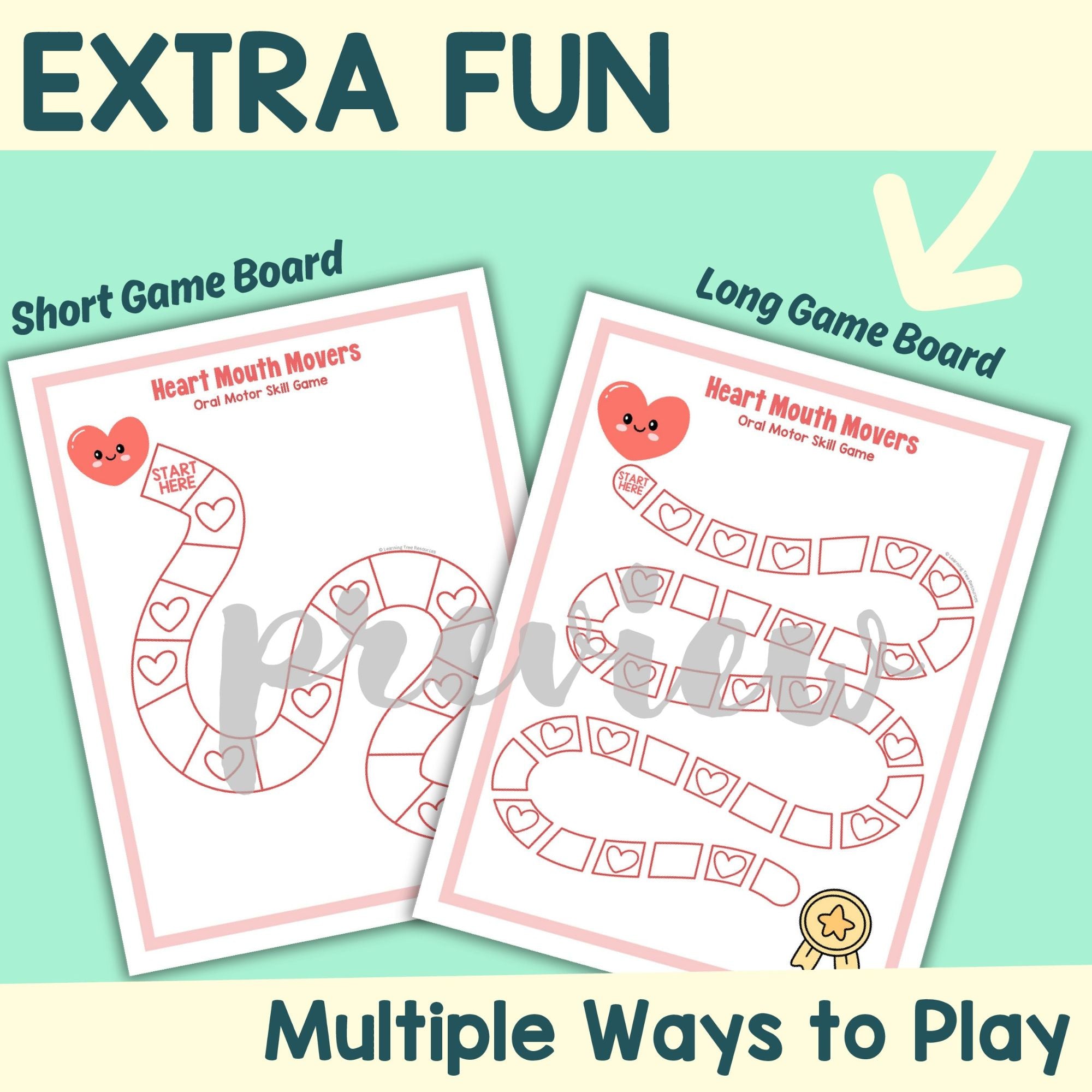 Heart Oral Motor Exercises Game & Speech Therapy Oral Motor Cards for Valentine's Day